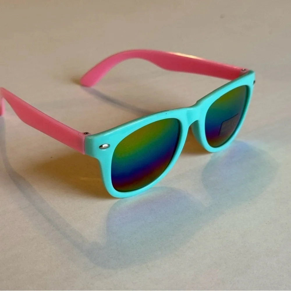 Kids Rainbow Mirror Sunglasses – Aqua & Pink UV400 Protection